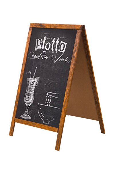 Platto CW Çift Taraflı Yazı Tahtası, Ayaklı Menü Tahtası, Kara Tahta (45x100)