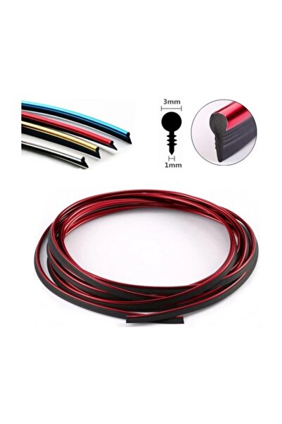 Oto Aksesuarcım شريط توربيدو سلكي مطلي بالنيكل الأحمر اللامع 1 متر