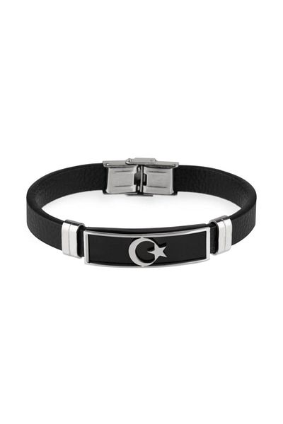 Enesstore Moon Star Leather Men's Bracelet - M240