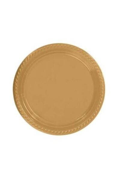 Parti dolabı Gold Dore Altın Sarısı 8li Tabak Doğum Günü Karton Plastik 23cm