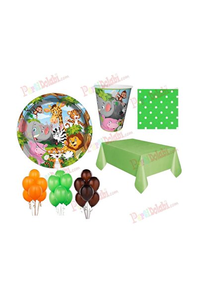Parti dolabı Safari Hayvanlı Tabak Bardak Peçete Masa Örtüsü Temalı Parti Seti
