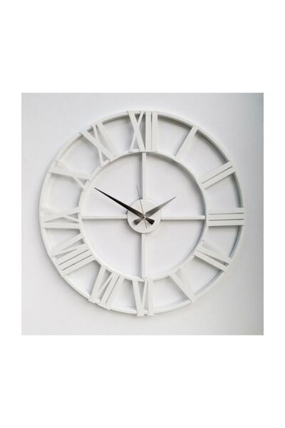 Otantik Ferforje Duvar Saati  5510 W Beyaz 55 cm 3boyutlu Sessiz