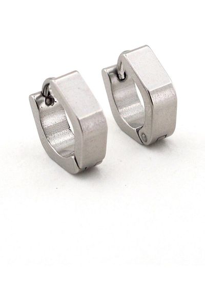 Solfera Square Design Stainless Silver Color Steel Men's Earrings