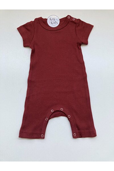 KEY KIDS Red Brown Corded Modal Cotton Romper Short Jumpsuit Salopet