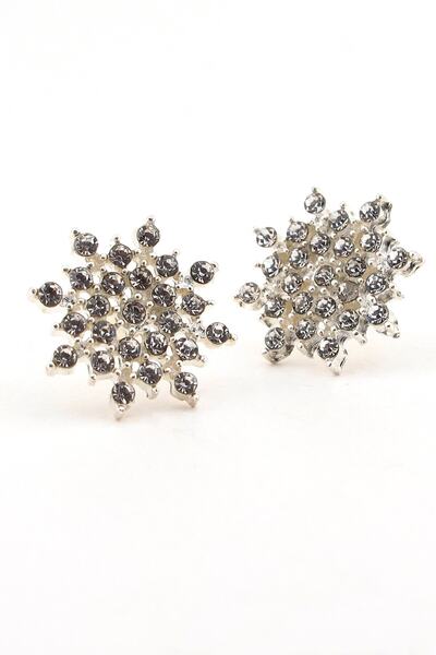 Solfera Parlak Beyaz Taşlarla Süslü Kartanse Kadın Küpe E549