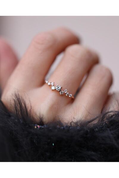 Reis Kuyumculuk Kadın Feraye Queen Pembe Pırlanta Yüzük T1249.