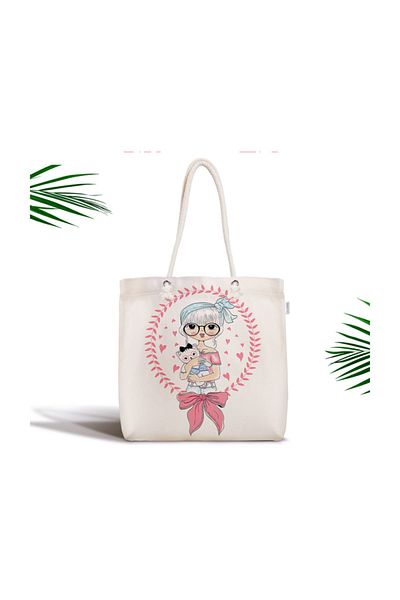 Realhomes Fashion Girl Digital Printed Μοντέρνα υφασμάτινη τσάντα με φερμουάρ Canta-725