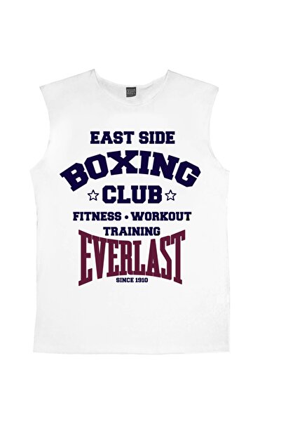ROCKANDROLL Mânecă tăiată albă pentru club de box | Tricou fără mâneci pentru...
