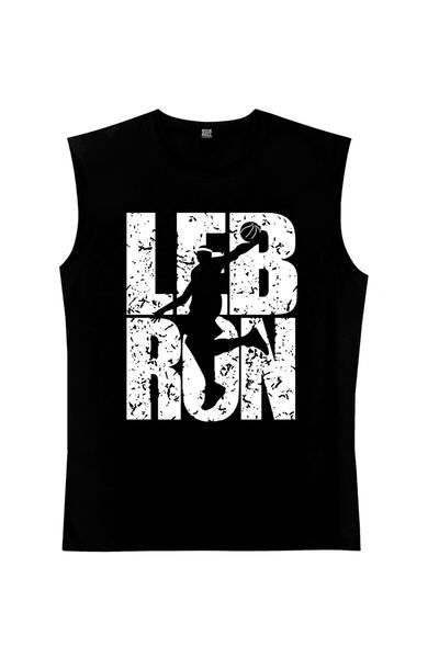 ROCKANDROLL ليبرون حروف سوداء الأكمام كوتاواي | تي شيرت رجالي بلا أكمام | ريا...