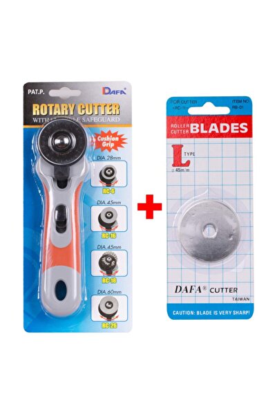 Dafa Deri Kağıt Kumaş Rulet Kesici Ve Yedek Bıçağı Kesim Seti 45mm