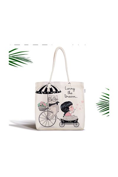 Realhomes Fashion Girl Digital Printed Μοντέρνα υφασμάτινη τσάντα με φερμουάρ Canta-713