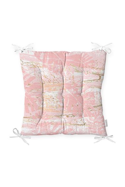 Realhomes Pofidik Square Chair Cushion with Palm Tree Patterned Marble Floor