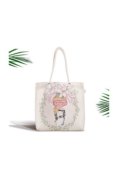 Realhomes Fashion Girl Digital Printed Μοντέρνα υφασμάτινη τσάντα με φερμουάρ Canta-588