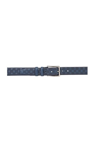 Deriza Ανδρική δερμάτινη ζώνη Tera Navy Blue Classic