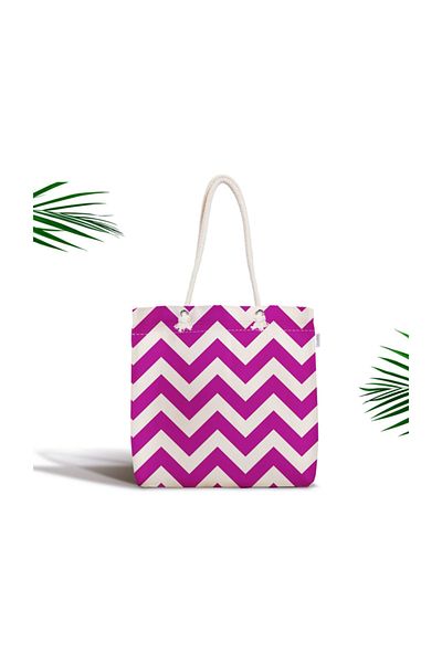 Realhomes Geantă modernă din material textil cu fermoar, cu model în zig-zag, imprimată digitală Canta-522