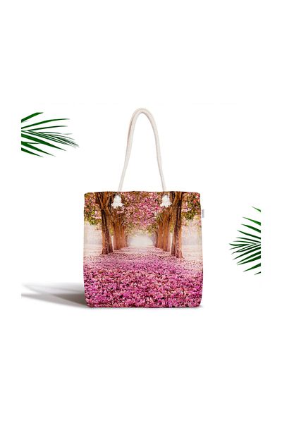 Realhomes Flower Garden Digital Printed Μοντέρνα Υφασμάτινη Τσάντα με φερμουάρ Canta-82