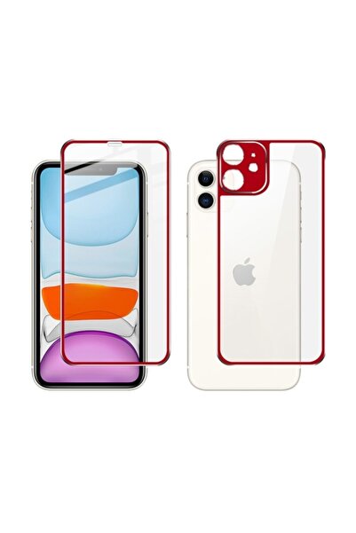 Ally Mobile Iphone 11 6.1 Inch Metal Çerçeve Ön Arka 3d Full Tempered Cam Kor...