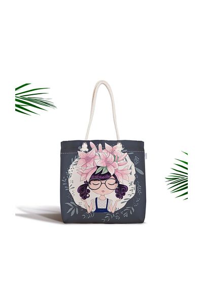 Realhomes Fashion Girl Digital Printed Μοντέρνα υφασμάτινη τσάντα με φερμουάρ Canta-590