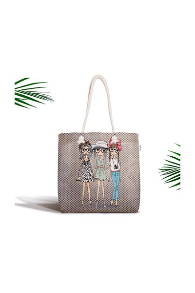 Realhomes Fashion Girls Digital Printed Μοντέρνα υφασμάτινη τσάντα με φερμουάρ Canta-570