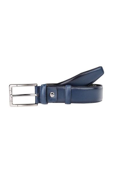 Deriza Ανδρική δερμάτινη ζώνη Navy Blue ραμμένη