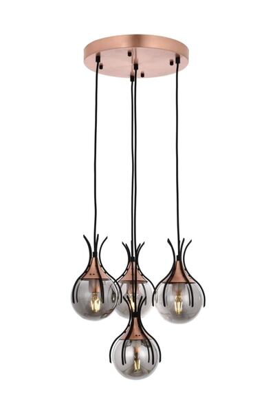 Avonni Avonnı Av-1766-4t-bsy Siyah Boyalı Modern Avize, E27, Metal, Cam, 40cm