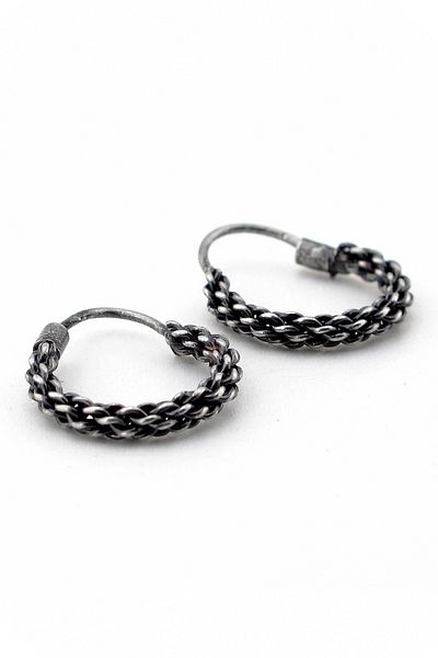 Solfera Rope Patterned Hoop Steel Earrings E246