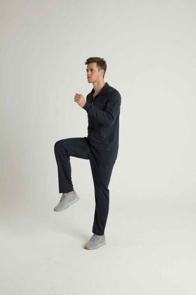 CROSTİME Erkek Siyah Dalgıç Kumaş Spor Eşofman Takımı