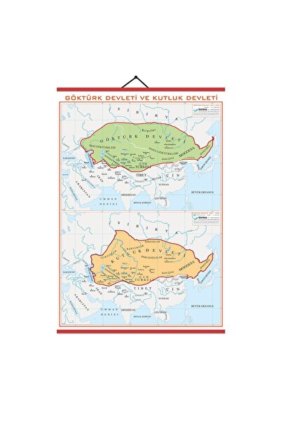 Gürbüz Yayınları Gürbüz Göktürk Ve Kutluk Devleti Tarih Haritası 70x100 Cm As...