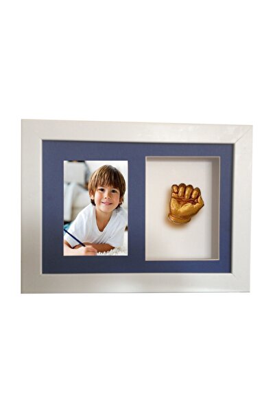 Küçük İzler مجموعة قوالب تمثال بصمة يد الطفل ثلاثية الأبعاد مع صور مؤطرة بالج...