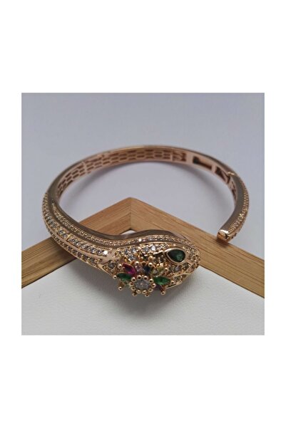 MODAMUGO Zirkon Taşlı Kelepçe Pirinç Bileklik - Gold