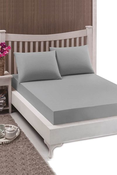 Ezgi Elastic Combed Cotton Sheet (roll) Double Gray