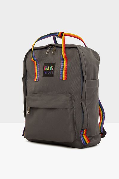 Bagmori Unisex Gray Colored Column Square Strap Adjustable Backpack M000004098