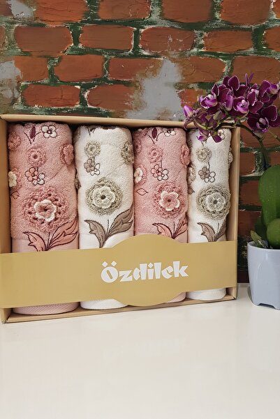 Özdilek Destine 4'lü El - Yüz Havlusu Krem / Pembe