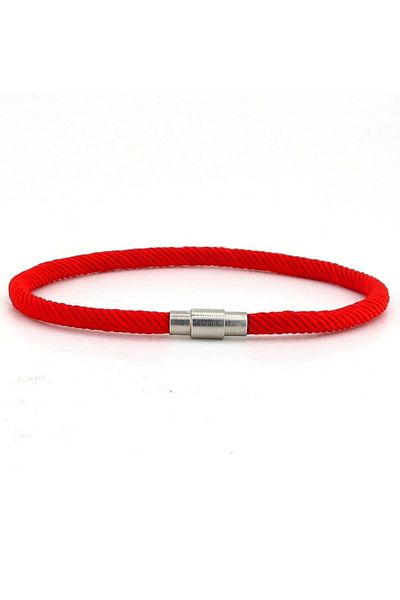 Solfera Single Row Thin Design Red Knitted String Men's Bracelet Bt619