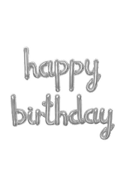 BalonEvi Silver (gray) Colorful Happy Birthday Signature Balloon