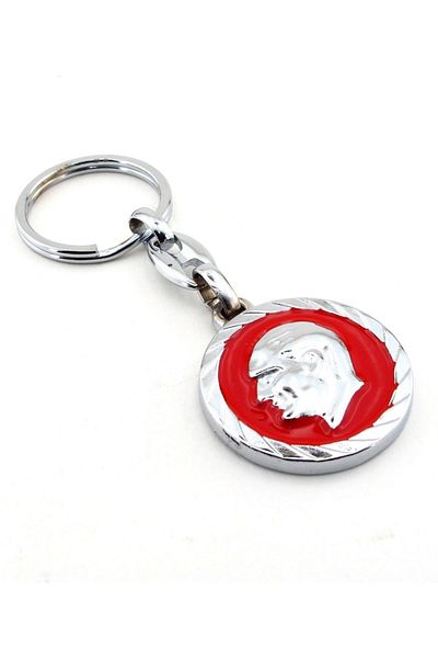 Solfera Mustafa Kemal Atatürk Portrait Metal Keychain Red Kc814