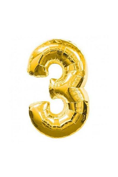 Parti Furyası 3 Foil Balloon Gold 100 Cm Helium Balloon Flying Balloon