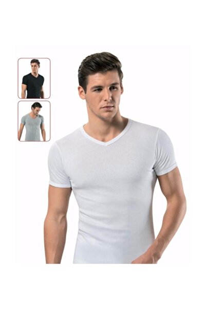 Tutku قميص داخلي للرجال مكون من 6 قطع مضلع برقبة على شكل حرف V