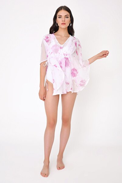 Hanna's by Hanna Darsa Kadın Pembe Çiçek Desenli Sırtı Açık Bluz