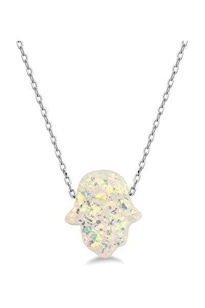 Jewelry For Light , 925 Ayar Gümüş, Opal(JAPONYA) Fatma Ana Eli ,zincirli Kolye.