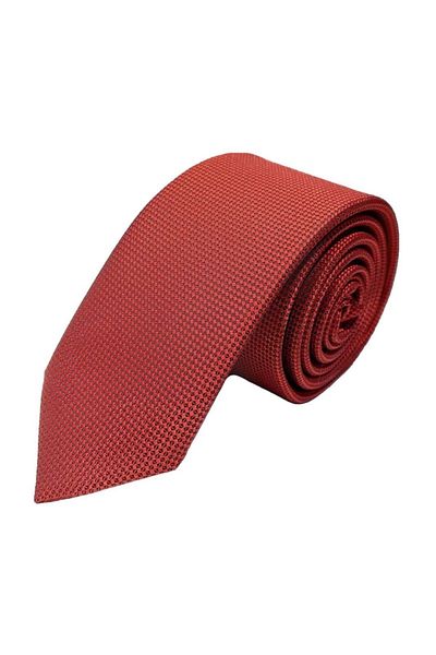 Gutiero Men's Red Self-Patterned Slim Tie