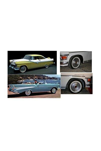 Marka Atlas Marka 15 Jant Lastik Yanağı Siyah Beyaz Çift Renk 4' Lü Set Yanak