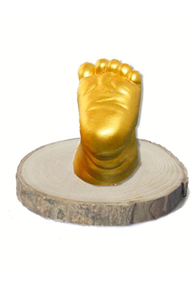 Küçük İzler 3D Baby Footprint Sculpture Mold Set with Natural Wooden Stand wi...