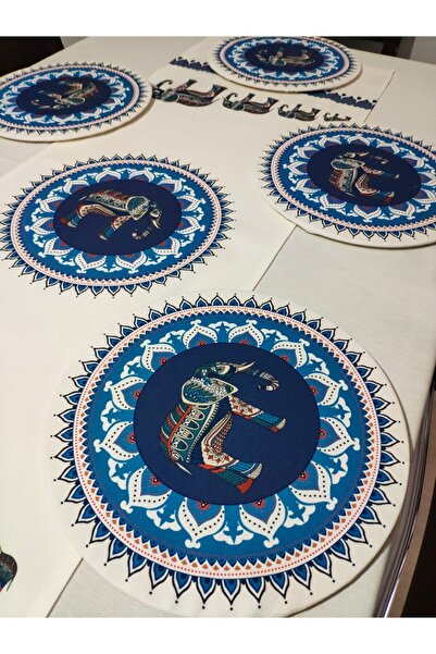 Viemso Ethnic Elephant Patterned Runner, Set of 2 Charger Plates