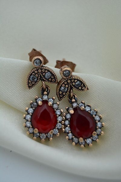 Stoneage Elegant Earrings with Ruby and Zirconia