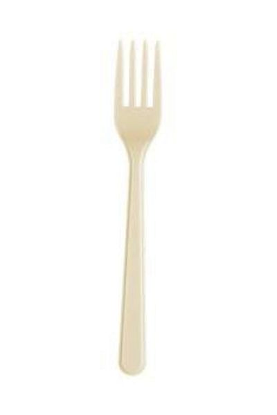 Roll-Up Cream Color Plastic Fork 25 Pieces