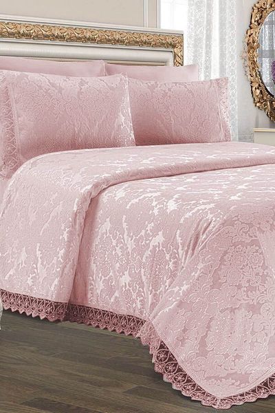 Pınar Alfima Aden Chenille Laced Double Pique Set Powder Pink