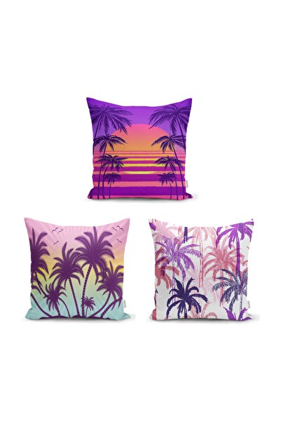 Realhomes Set de huse de pernă din 3 piese, Colorful Palms