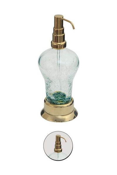 Maya Ottoman Pvd Gold Countertop Liquid Soap Dispenser C Glass 100% Brass