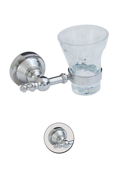 Maya Ottoman Chrome Mounted Toothbrush Holder C Glass 100% Brass